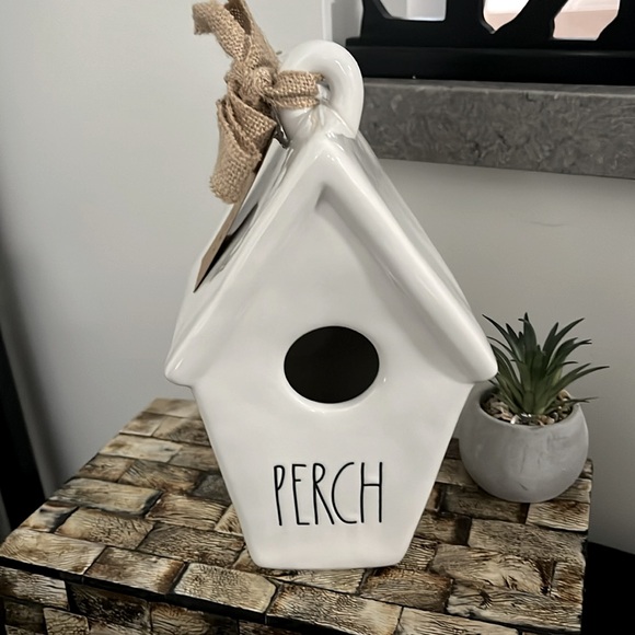 NWT RAE DUNN Ceramic White PERCH Birdhouse Double-sided Bird Home Decor - Picture 2 of 10